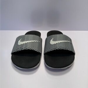Nike Black & White Chevron Slide Sandals with White Swoosh
